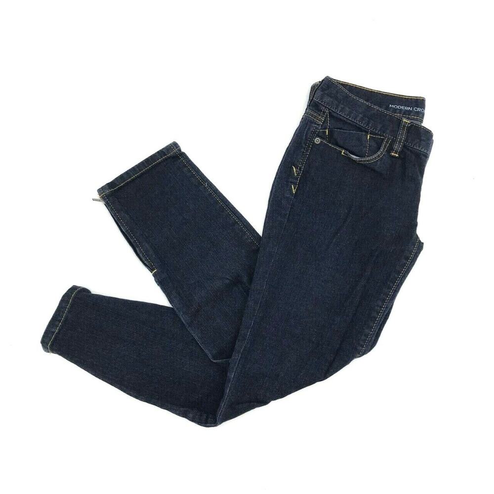 Ann Taylor LOFT Women's Modern Crop Jeans Size 2 Dark Wash Stretch Leg Zip NWOT